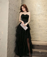 Black Tulle Long Prom Dress, Black Tulle Formal Dress, 1